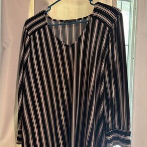 Adrianna Papell Black and White Striped Blouse